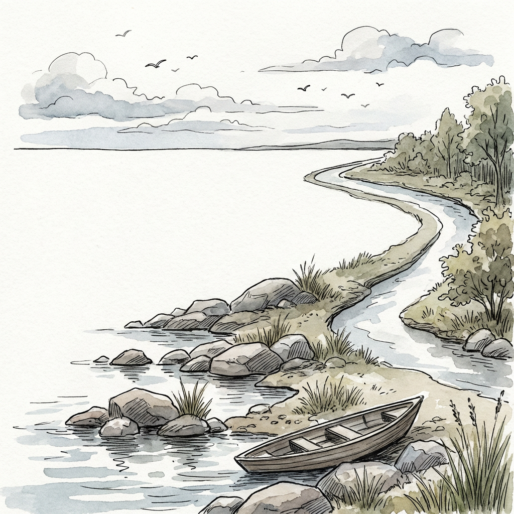 AI image generated of A rough gray doodle with a long horizontal line, a diagonal line crossing it, a tangled oval scribble at the bottom, and a few small curved marks up top.