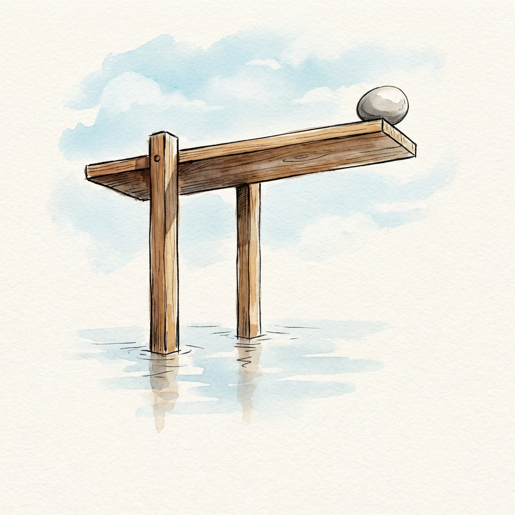 AI image generated of A rough sketch of a long horizontal rail supported by several vertical posts, like a simple fence.