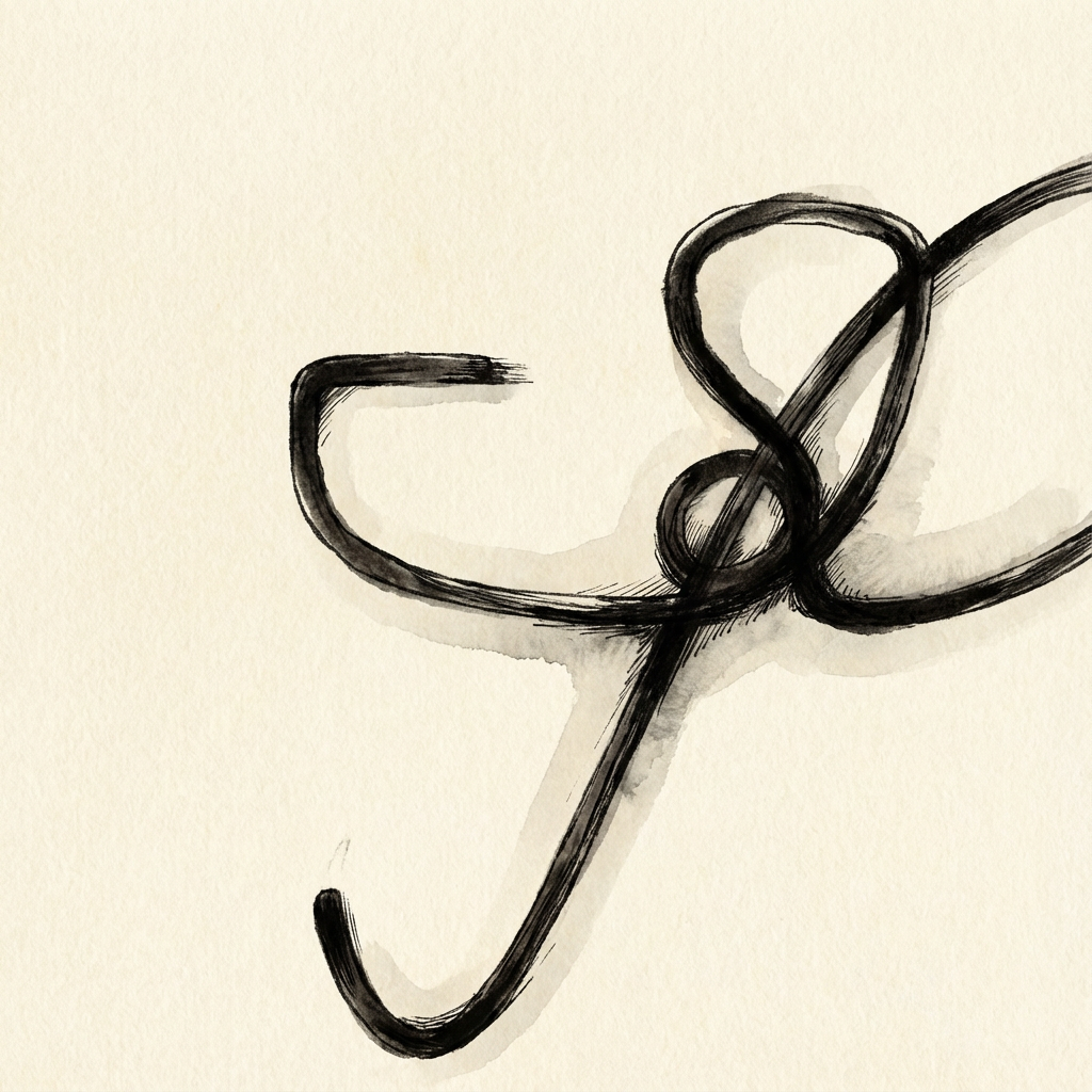 AI image generated of A bold, looping cursive swirl—an abstract decorative line with intertwined loops.