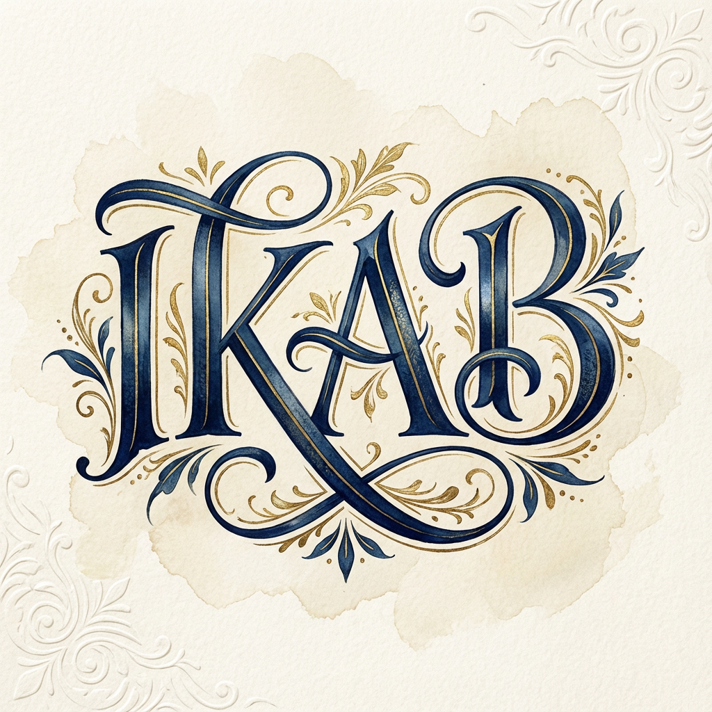 AI image generated of A bold, hand-drawn word "IKAB" written in thick black letters on a pale background.