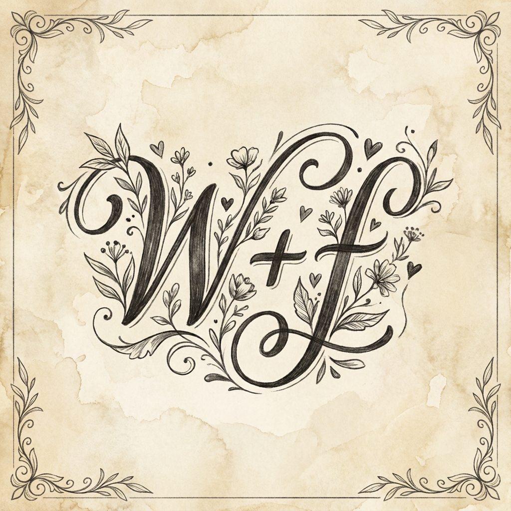 AI image generated of A handwritten depiction of the expression “W + f” — a capital W, a plus sign, and a lowercase f.