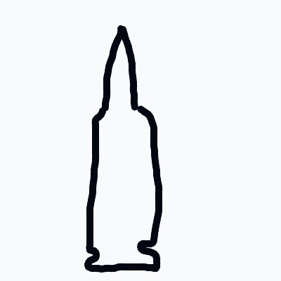 A tall, slender bottle with a long neck.