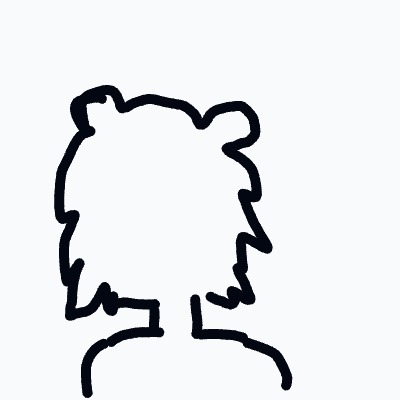 A simple silhouette of a person seen from behind with shaggy, messy hair.