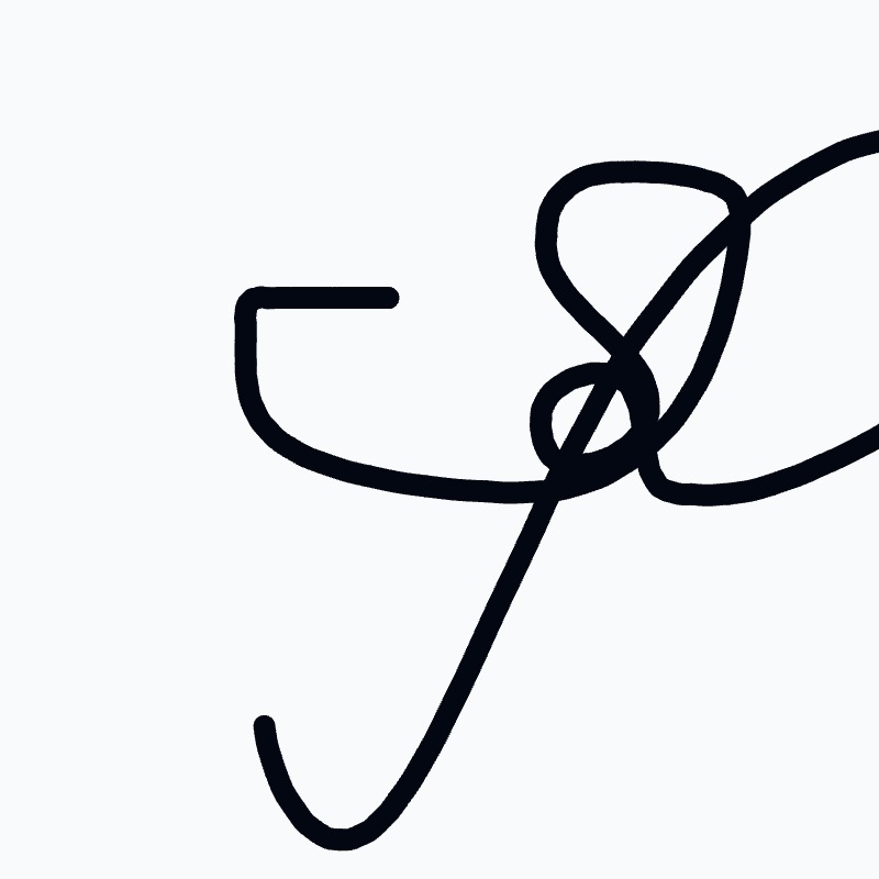 A bold, looping cursive swirl—an abstract decorative line with intertwined loops.