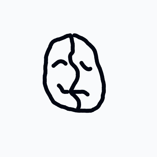 A circular face split in half by a vertical line, with a happy expression on the left and a sad expression on the right.